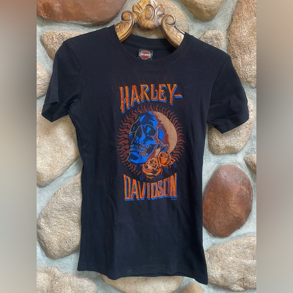 NWT Harley Davidson Black Slim Fit embellished Tee Joplin Missouri Small